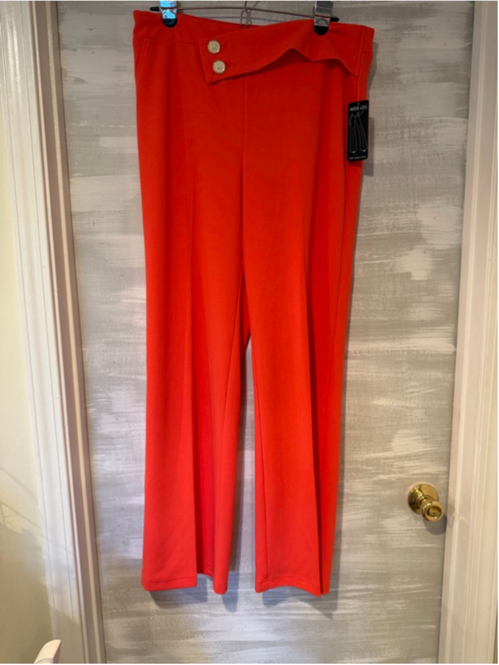 SOHO Apparel Ltd Wide Leg Sailor Pants Coral Red High Rise Size Large NWT - Picture 9 of 9